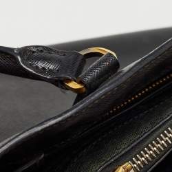 Pre Owned Prada Black Saffiano Lux Leather Medium Middle Zip Tote