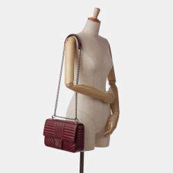 Pre Owned Prada Red Medium Soft Calf Impunture Diagramme Bag
