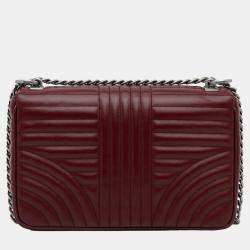 Pre Owned Prada Red Medium Soft Calf Impunture Diagramme Bag