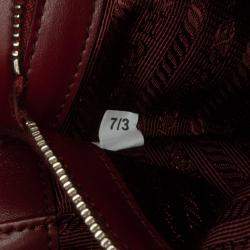 Pre Owned Prada Red Medium Soft Calf Impunture Diagramme Bag