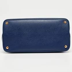 Pre Owned Prada Blue Saffiano Cuir Leather Large Double Handle Tote