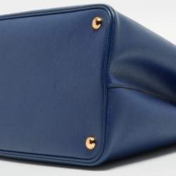 Pre Owned Prada Blue Saffiano Cuir Leather Large Double Handle Tote
