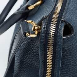 Prada Navy Blue Vitello Daino Leather Satchel
