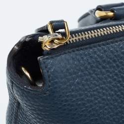 Prada Navy Blue Vitello Daino Leather Satchel