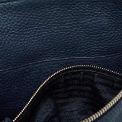 Prada Navy Blue Vitello Daino Leather Satchel