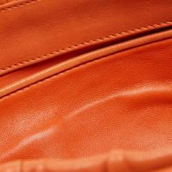 Pre Owned Prada Orange Gaufre Leather Medium Flap Shoulder Bag