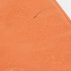 Pre Owned Prada Orange Gaufre Leather Medium Flap Shoulder Bag