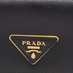 Pre Owned Prada Black Saffiano Leather Flap Continental Wallet