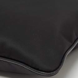 Prada Black Nylon and Leather Triangular Logo Messenger Bag