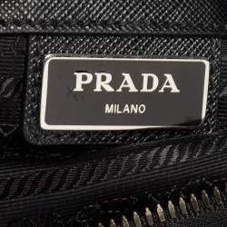 Prada Black Nylon and Leather Triangular Logo Messenger Bag
