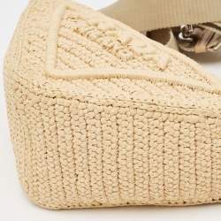 Pre Owned Prada Natural Crochet Triangle Shoulder Bag