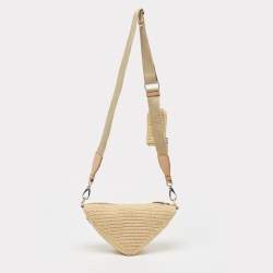Pre Owned Prada Natural Crochet Triangle Shoulder Bag