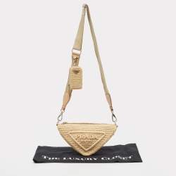 Pre Owned Prada Natural Crochet Triangle Shoulder Bag