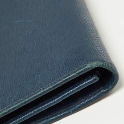 Prada Blue Vittello Move Leather Trifold Wallet
