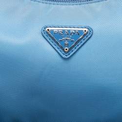 Pre Owned Prada Light Blue Nylon Re-Edition 2000 Baguette Bag
