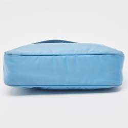 Pre Owned Prada Light Blue Nylon Re-Edition 2000 Baguette Bag