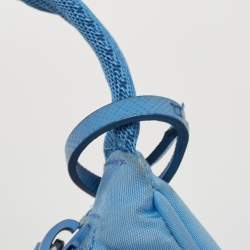 Pre Owned Prada Light Blue Nylon Re-Edition 2000 Baguette Bag