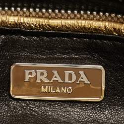 Pre Owned Prada Metallic Gold Leather Double Zip Clutch