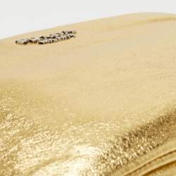 Pre Owned Prada Metallic Gold Leather Double Zip Clutch