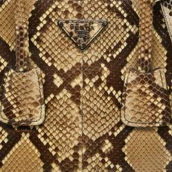 Pre Owned Prada Beige/Black Python Twin Pocket Tote