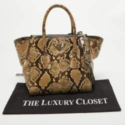 Pre Owned Prada Beige/Black Python Twin Pocket Tote