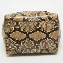 Pre Owned Prada Beige/Black Python Twin Pocket Tote