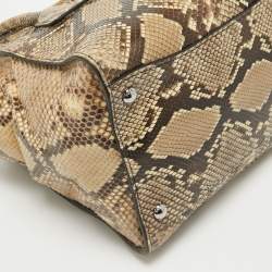 Pre Owned Prada Beige/Black Python Twin Pocket Tote