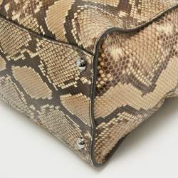 Pre Owned Prada Beige/Black Python Twin Pocket Tote