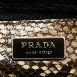 Pre Owned Prada Beige/Black Python Twin Pocket Tote