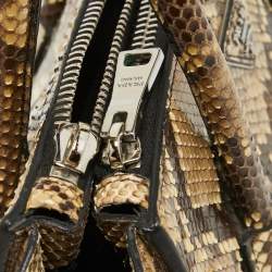 Pre Owned Prada Beige/Black Python Twin Pocket Tote