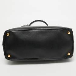 Pre Owned Prada Black Saffiano Lux Leather Medium Double Zip Tote