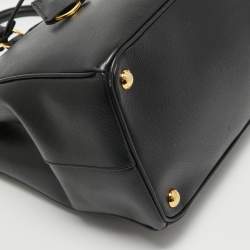 Pre Owned Prada Black Saffiano Lux Leather Medium Double Zip Tote