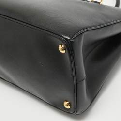 Pre Owned Prada Black Saffiano Lux Leather Medium Double Zip Tote