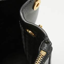 Pre Owned Prada Black Saffiano Lux Leather Medium Double Zip Tote