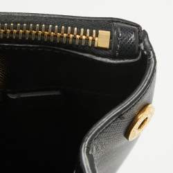 Pre Owned Prada Black Saffiano Lux Leather Medium Double Zip Tote