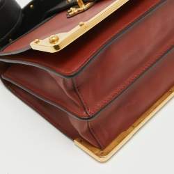 Prada Black/Brick Brown Leather Cahier Shoulder Bag