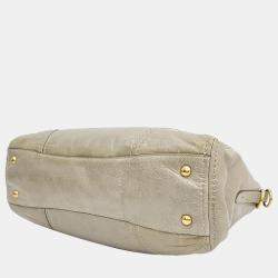 Prada Beige Leather Tote and Shoulder Bag
