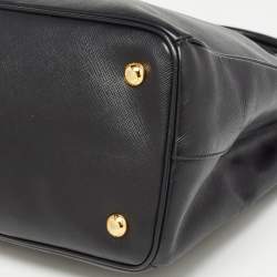 Pre Owned Prada Black Saffiano Lux Leather Medium Middle Zip Tote