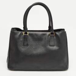 Pre Owned Prada Black Saffiano Lux Leather Medium Middle Zip Tote