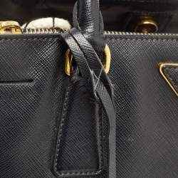 Pre Owned Prada Black Saffiano Lux Leather Medium Middle Zip Tote