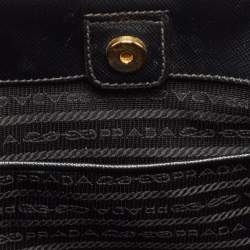 Pre Owned Prada Black Saffiano Lux Leather Medium Middle Zip Tote
