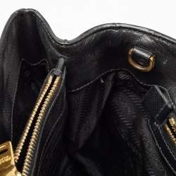 Pre Owned Prada Black Saffiano Lux Leather Medium Middle Zip Tote