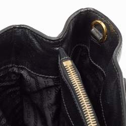 Pre Owned Prada Black Saffiano Lux Leather Medium Middle Zip Tote