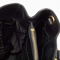 Pre Owned Prada Black Saffiano Lux Leather Medium Middle Zip Tote