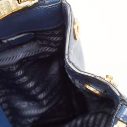 Pre Owned Prada Navy Blue Saffiano Leather Medium Galleria Double Zip Tote