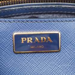 Pre Owned Prada Navy Blue Saffiano Leather Medium Galleria Double Zip Tote