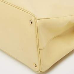 Pre Owned Prada Yellow Saffiano Lux Leather Large Galleria Double Zip Tote