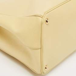 Pre Owned Prada Yellow Saffiano Lux Leather Large Galleria Double Zip Tote