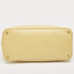 Pre Owned Prada Yellow Saffiano Lux Leather Large Galleria Double Zip Tote