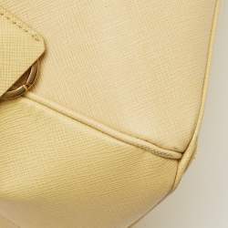 Pre Owned Prada Yellow Saffiano Lux Leather Large Galleria Double Zip Tote
